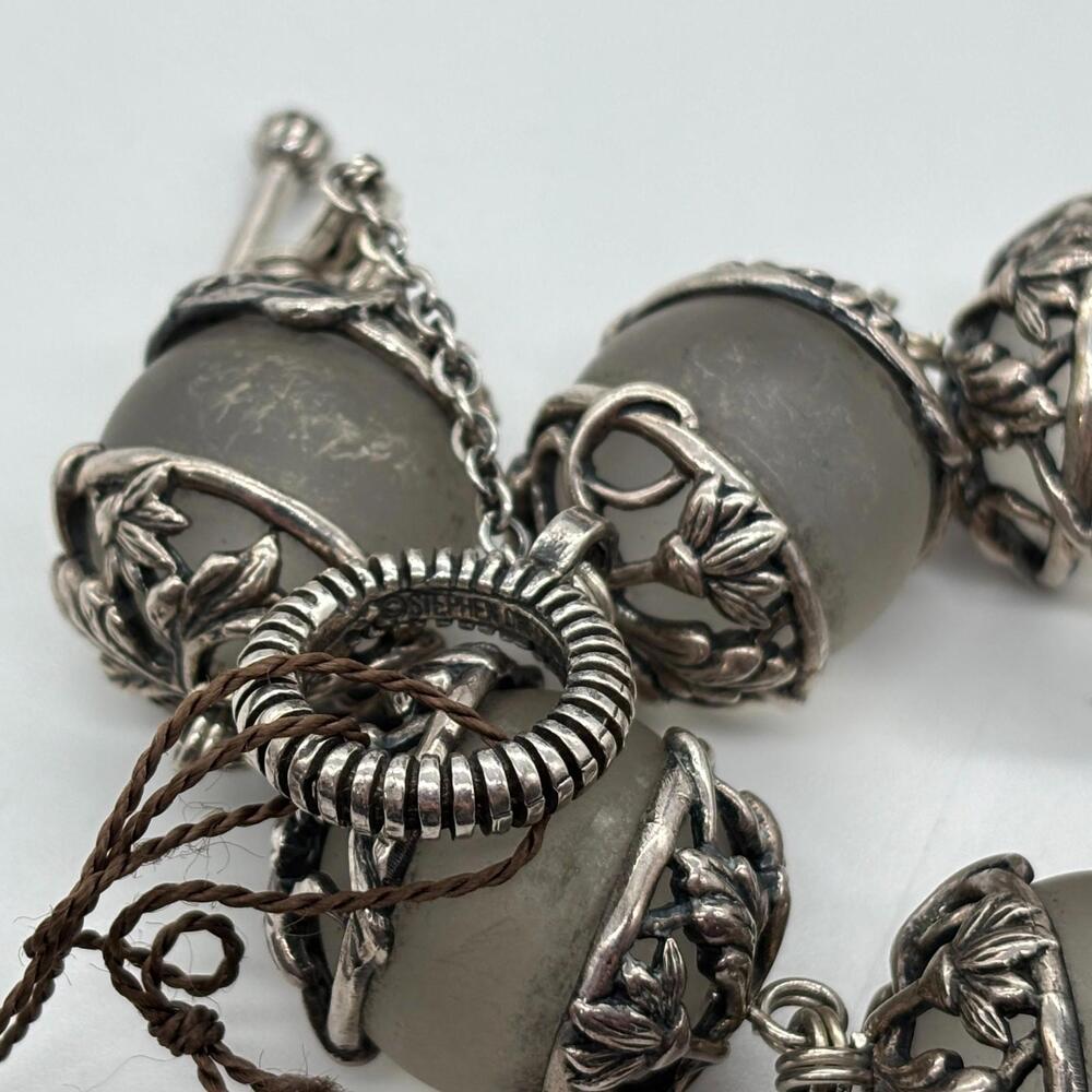 Stephen Dweck Bracelet Large Frosted Rock Crystals Sterling Galle Caps NWT - Picture 7 of 9